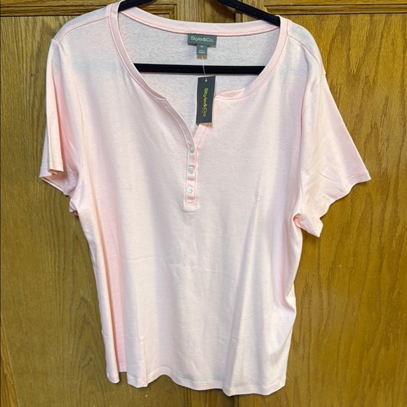 Style & Co. Tops - Style & Co. Pink Fitted Polo Button Down